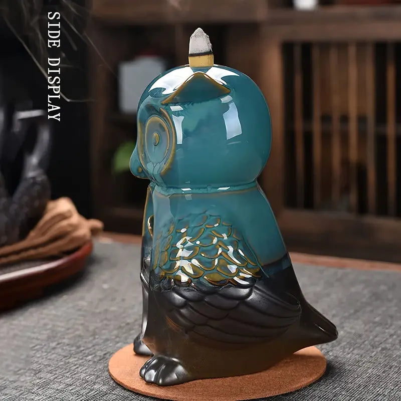 Owl Ceramic Backflow Incense Burner with 20 Incense Cones