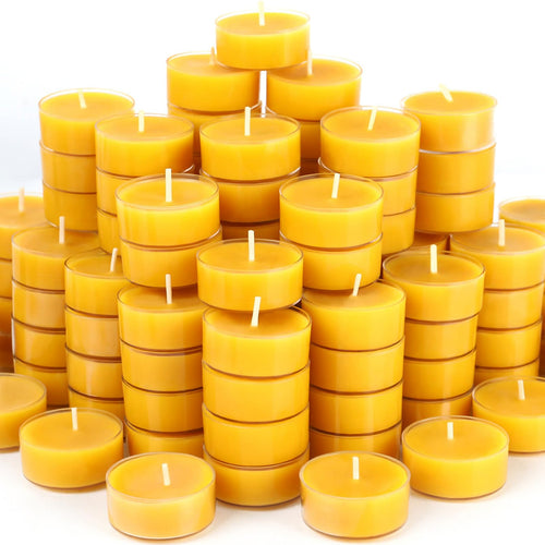 48 Beeswax Tealight Candles 100% Pure Beeswax Candles | 4-Hour Extended Burn Time | Natural Beeswax Tea Lights Candles in Clear Cup Perfect for Home DecoAir PurificationFragrance