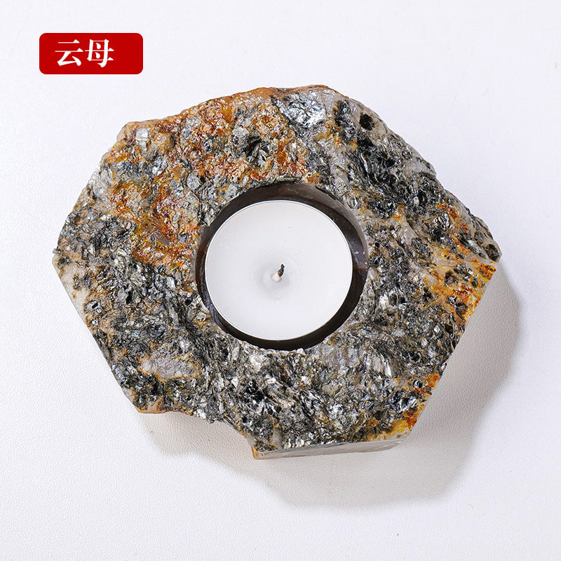 Natural Amethyst and Quartz Candle Holder Decor
