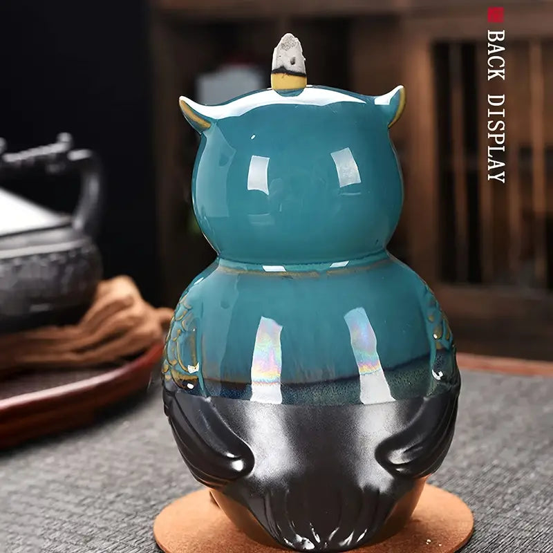 Owl Ceramic Backflow Incense Burner with 20 Incense Cones