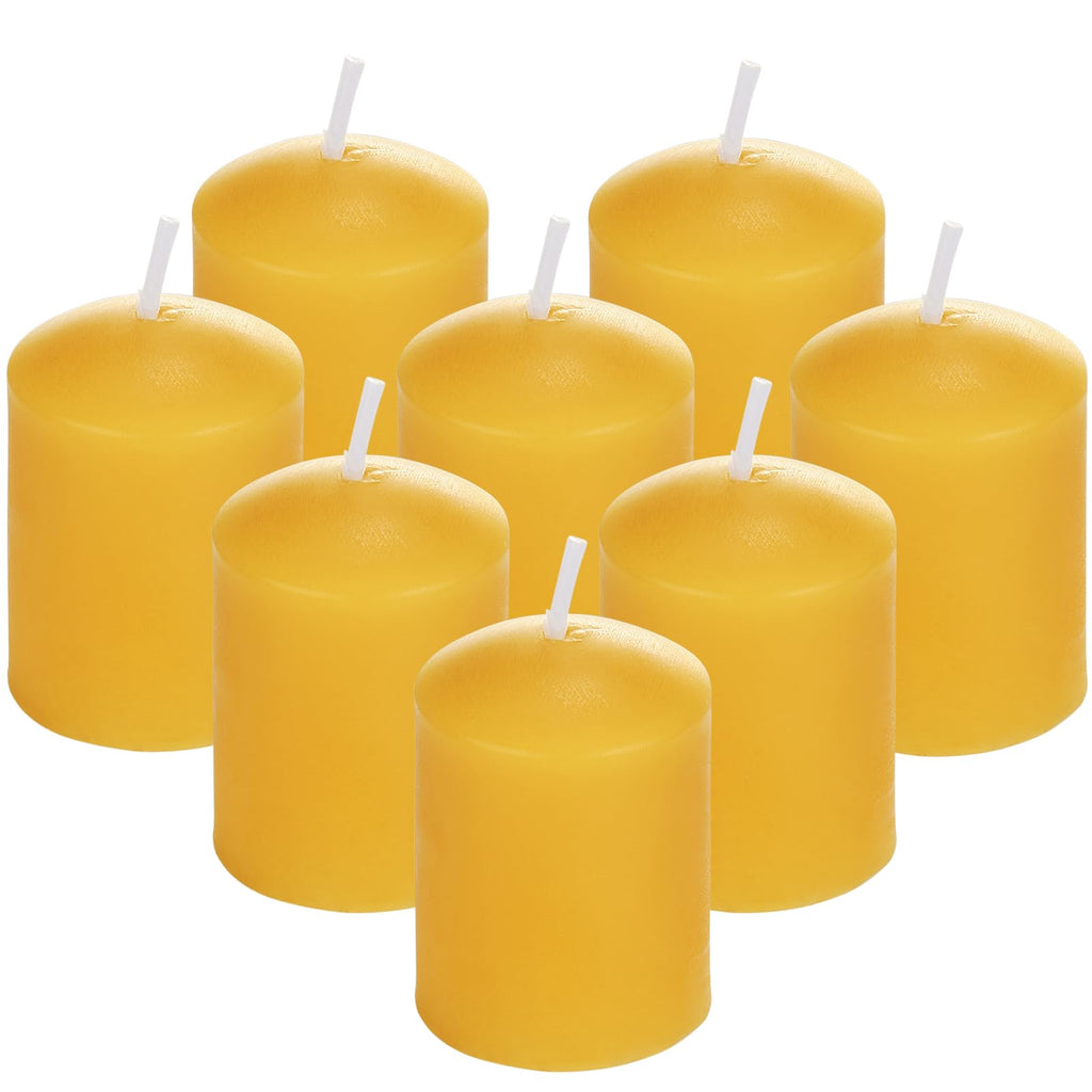 8PCS Beeswax Votive Candles – Handcrafted Natural Mini Pillar Beeswax Candles in Bulk Ideal Pure Votive Candles for Home Décor Parties Weddings; Smokeless & Dripless