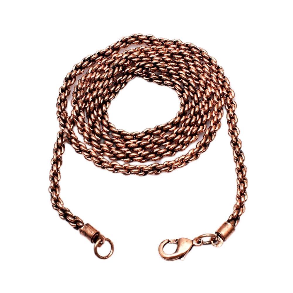 Solid Copper Rope Chain Pure Copper Oxidized Rope Chain Necklace Handmade Copper Chain Necklaces For Women And Mens Chain Thickness 3mm (20 Inch)