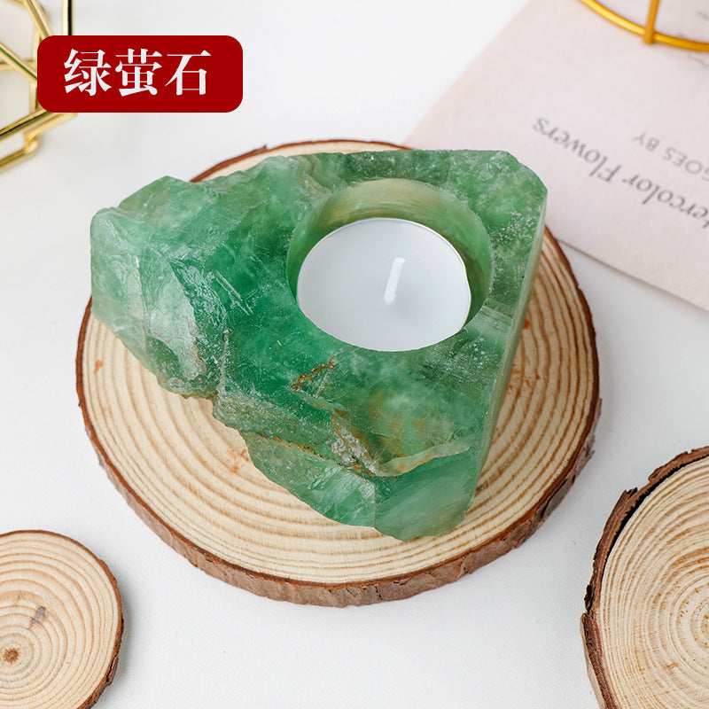 Natural Amethyst and Quartz Candle Holder Decor