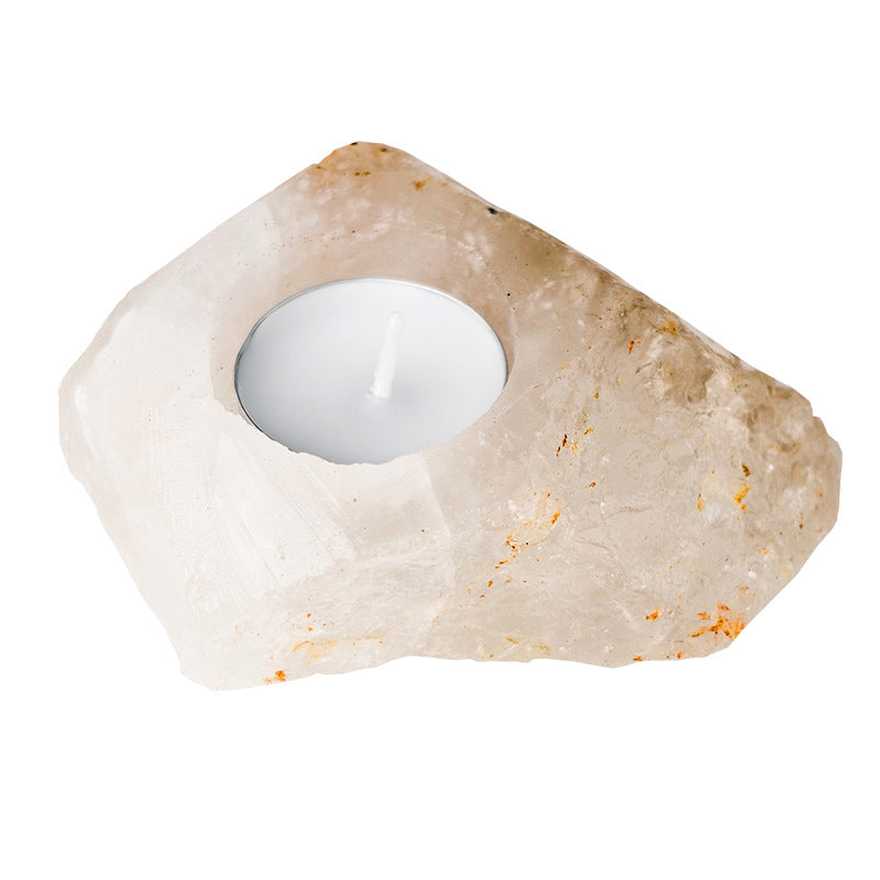 Natural Amethyst and Quartz Candle Holder Decor