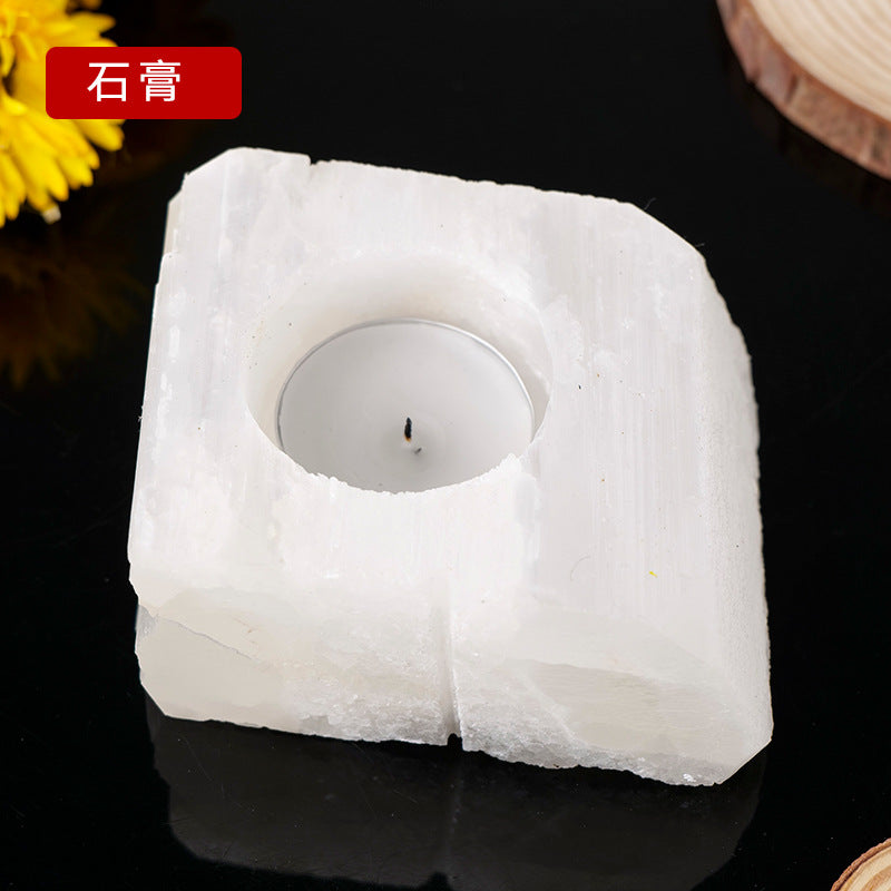 Natural Amethyst and Quartz Candle Holder Decor